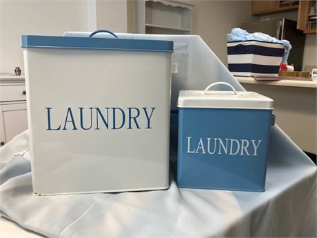 Two Decorative Laundry Containers