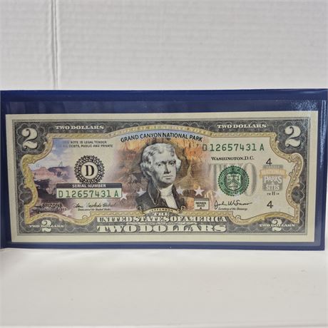 US Colorized $2 Band Note Grand Canyon National Park