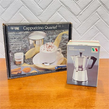 Espresso Maker & Cappuccino Quartet Serving Set