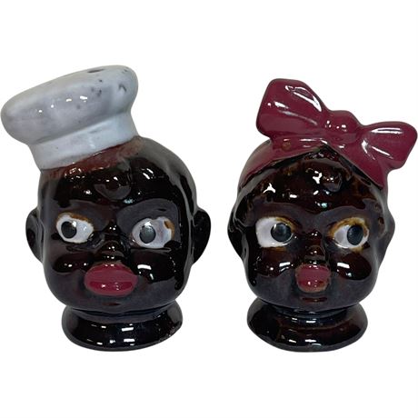 Vintage Black Americana Chef Head Salt & Pepper Shakers