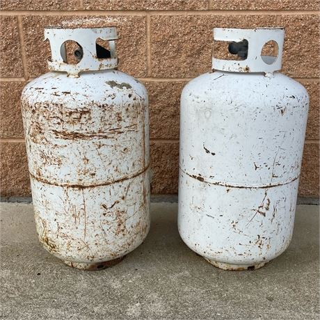 Pair of Tall Empty Propane Tanks - (for refills / exchange)