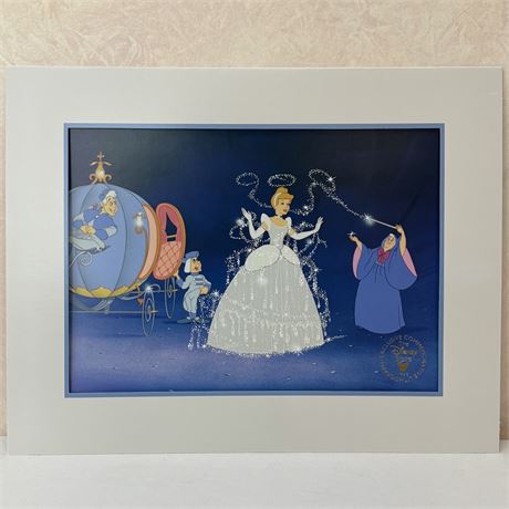 Vtg Disney's Cinderella Exclusive Commemorative Gold Seal Frameable Lithograph