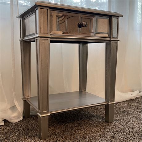Pier 1 Imports Mirrored Single Drawer Nightstand with Bottom Shelf