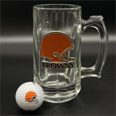 Cleveland Browns Beer Mug w/ Golf Ball