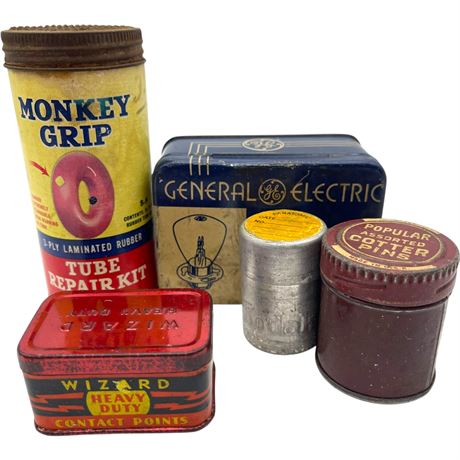 Vtg Tins- General Electric, Monkey Grip & More