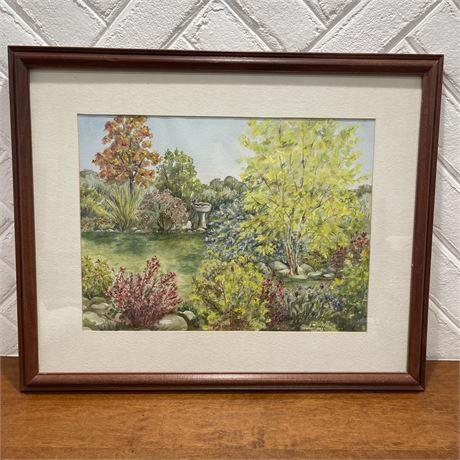 Authentic M. Julien Signed “Backyard Splendor” Watercolor Painting