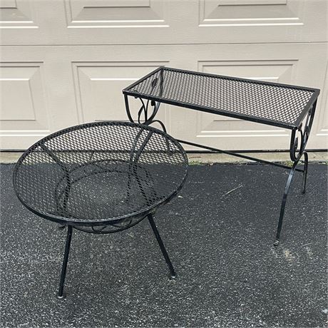 Pair of Wrought Iron Outdoor Side Tables