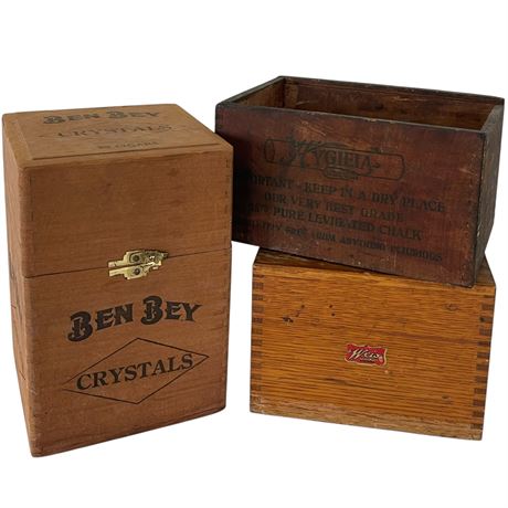 Vtg Wooden Advertisement Boxes