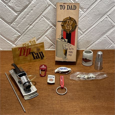 Vtg Conax Tip Tap Beer Tap & Beer Inspired Key Chains