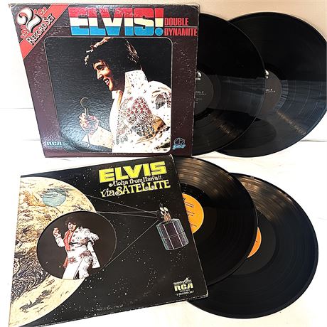 ELVIS "Aloha from Hawaii via Satellite" & "Double Dynamite" Vinyl Record Sets