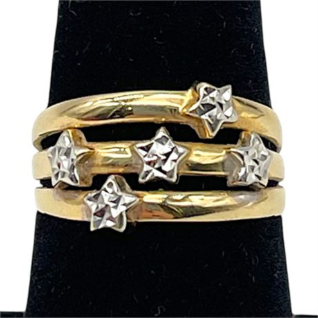 14K Yellow/White Gold Select Jewelry Inc. 3-Row Band Ring - Size 6.75