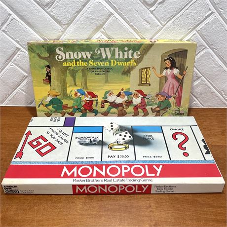 Set of 2 Vintage Board Games - Monopoly and Snow White