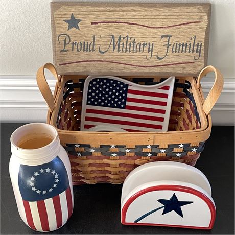 Patriotic Serve Ware with Wooden Military Wall Sign