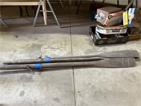 2  pair of vintage wooden boat oars