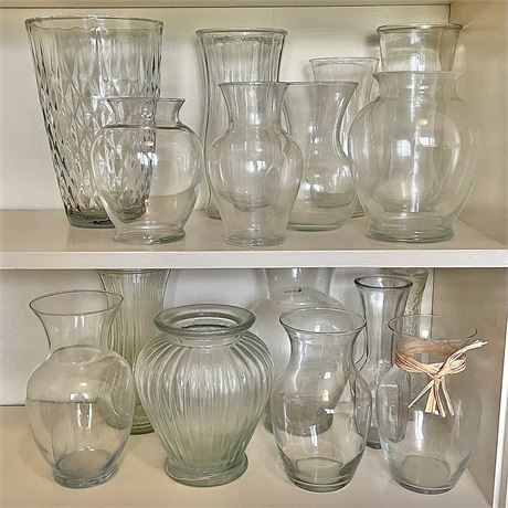 Collection of Clear Glass Vases