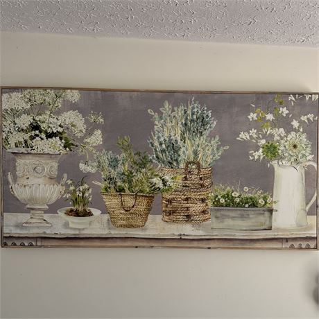 Kathryn White Rustic Wood Framed Floral Canvas Wall Art Print