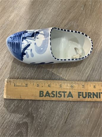 Vintage hand-painted Delft Blue ceramic Dutch clog shoe