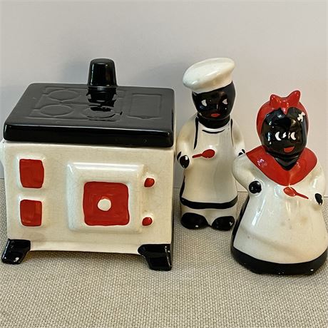 Vtg Black Americana Aunt Jemima & Uncle Moses Chef Salt & Pepper Shakers