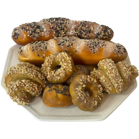 Decorative Breads and Rolls on White Plate
