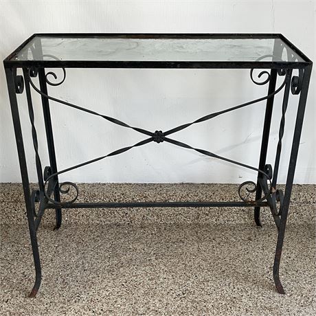 Wrought Iron Glass Top Console Table