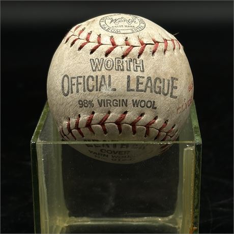 Vintage 2" Worth Official League 98% Virgin Wool Baseball No 912-C