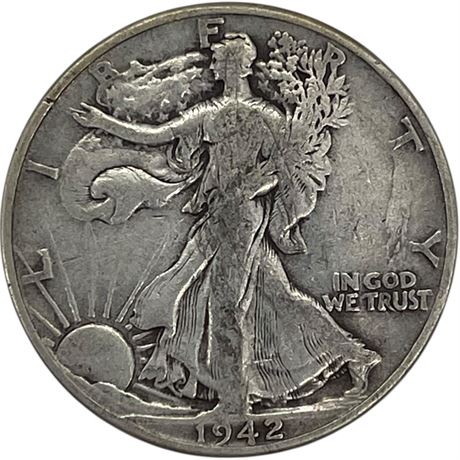 1942 Walking Liberty Silver Half Dollar Coin