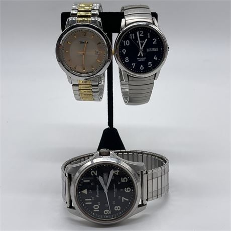 Vtg Timex & Armitron Mens Elastic Band Wrist Watches