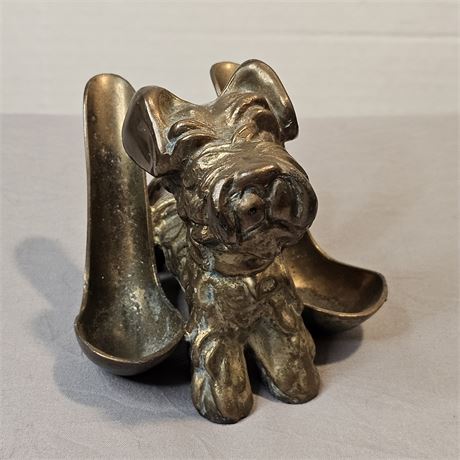 Vintage Brass Scottie Dog Double Pipe Holder **Pipes not included**