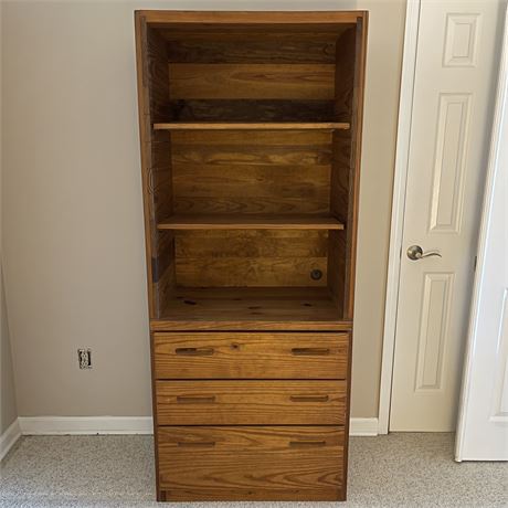 Solid Wood Bookcase / Display Cabinet with Bottom Drawers