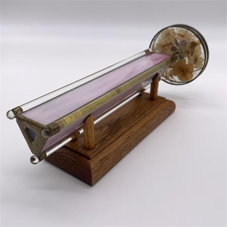 Tabletop Slag Glass & Brass Tabletop Kalidescope with Stand