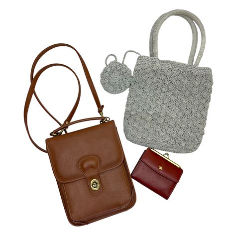 New - Rosetti Purse, Crocheted Handbag and Imperiana Leather Wallet