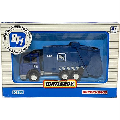1991 Matchbox K-133 Superkings BFI Garbage Truck w/ Original Shipping Box