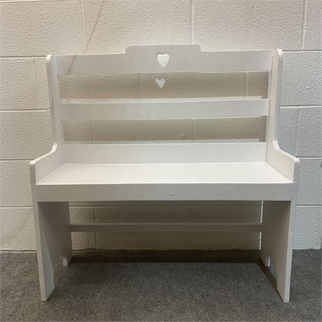 White Painted Wood Bench w/ Heart Cutout