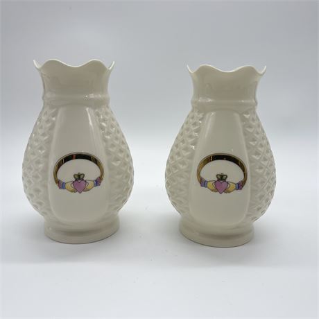 Pair of Donegal Irish Claddagh Ring Vases