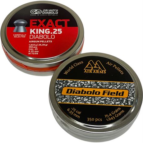 Sealed .25 Cal Air Gun Pellets - JSB Match Diabolo Exact King & Diabolo Field