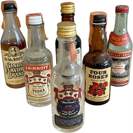 Vtg Smirnoff, Old Mr. Boston, Corby's & Other Miniature Glass Liquor Bottles
