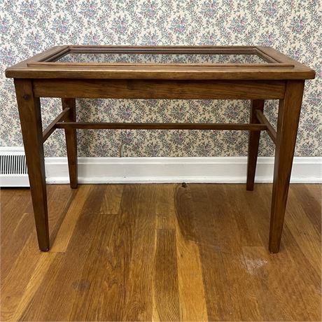 Solid Wood and Glass End Table