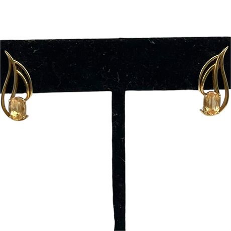 14K Yellow Gold Citrine Earrings