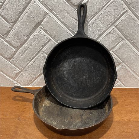 Pair of Vintage Cast Iron Skillets - Lodge and Unmarked
