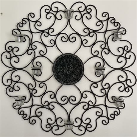 Metal Scroll Votive Holder Wall Art