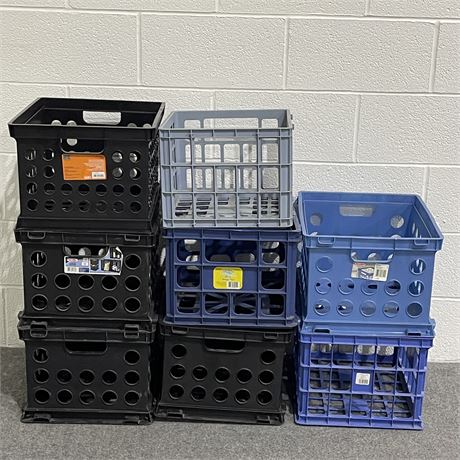 Grouping of Plastic Storage Crates - Great for Vinyl Record Storage