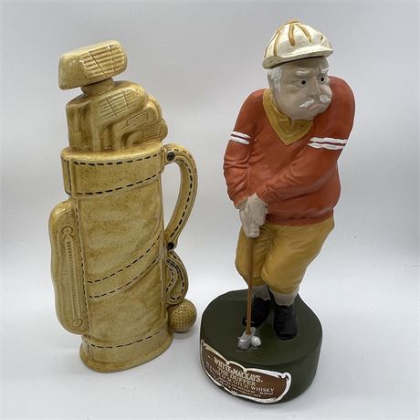 Empty Whyte & Mackays The Duffer Scotch Whisky Golfer with Decanter Golf Bag