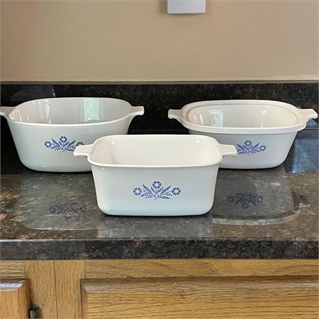 Blue Cornflower Corning Ware Casserole Dishes (No lids)