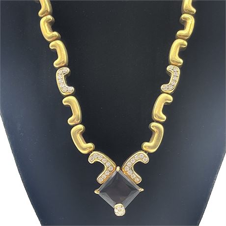Black Onyx & Diamond 18K Gold Necklace