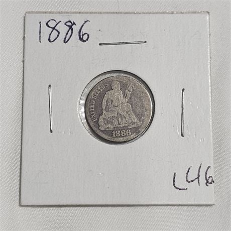 1886 Seated Liberty Dime. Silver