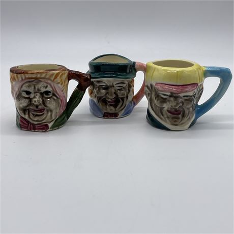 Set of Three Miniature Toby Mugs - Made in Japan