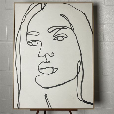 Single Line Face Drawing Abstract Art on Canvas