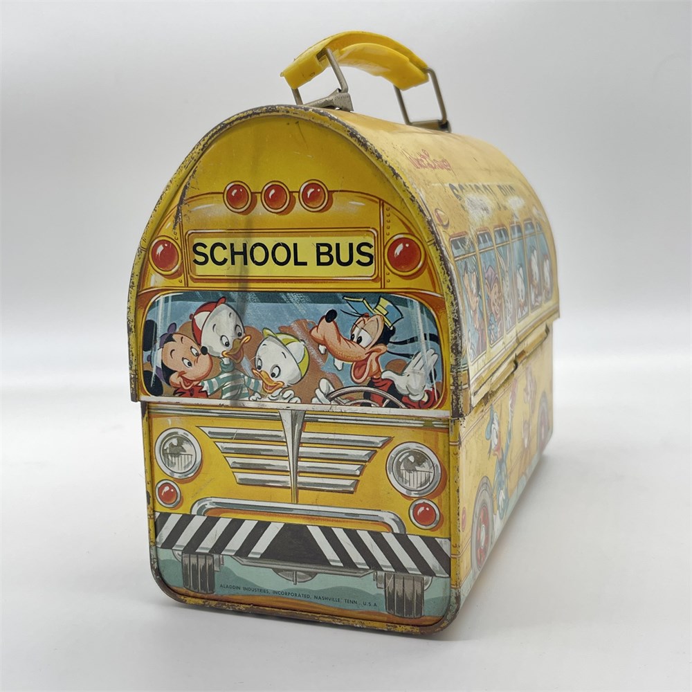 Blazing Auctions - Vintage Walt Disney School Bus Metal Lunch Box