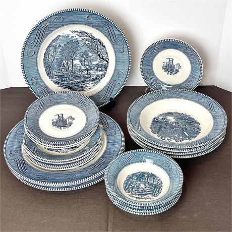 Setting for 4 (5pc) Currier & Ives "The Old Grist Mill" Dinnerware