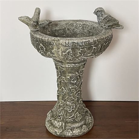 Athens "His Eye is on the Sparrow" Small Concrete Bird Bath - 14" tall